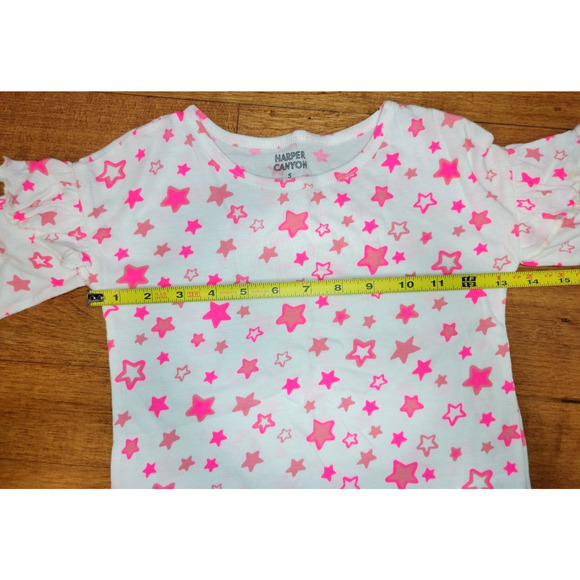 Harper Canyon Kids' Girl's Size 5 Printed Ruffle Top In Ivory Egret Bright Stars - Picture 7 of 9